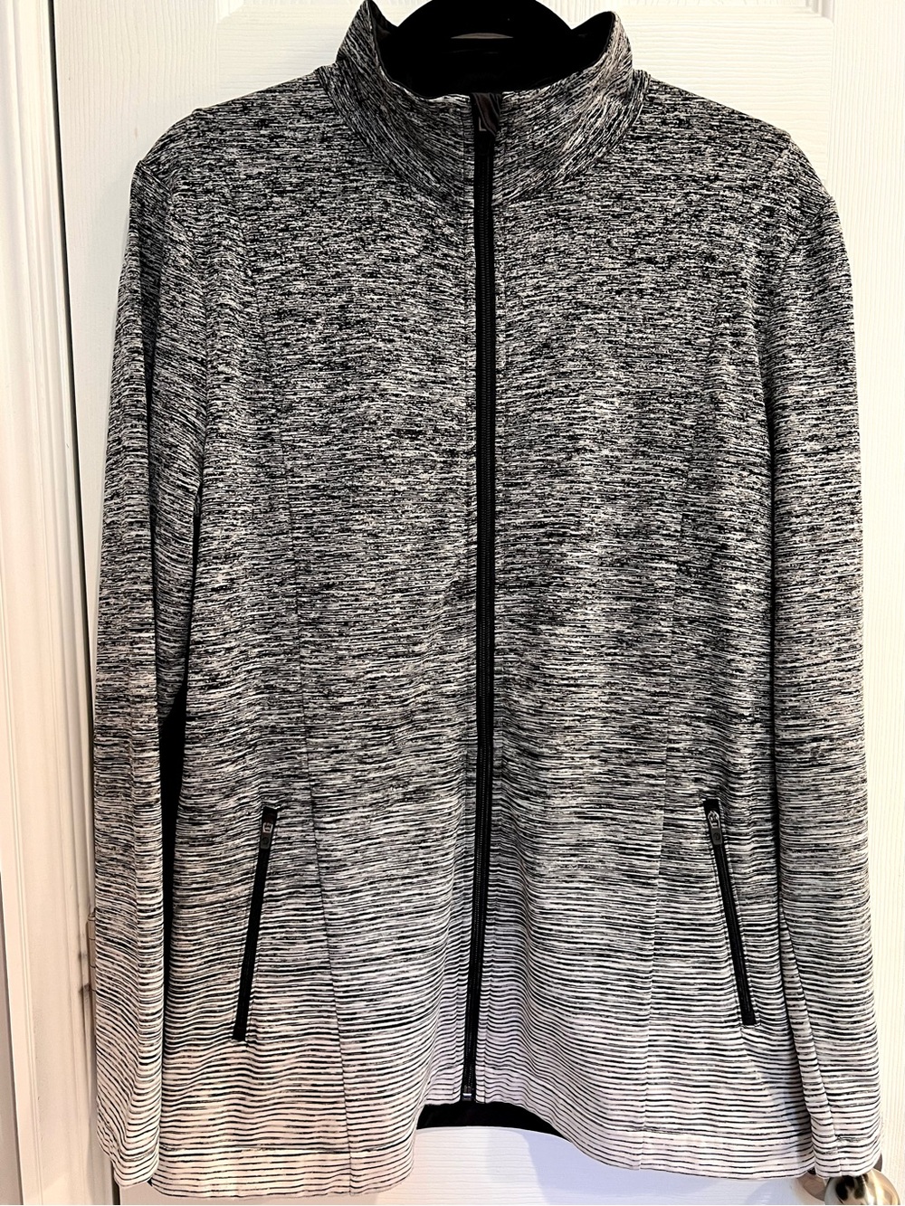 T by Talbots Athletic Full-Zip Jacket Sporty Black White Gray L Performance